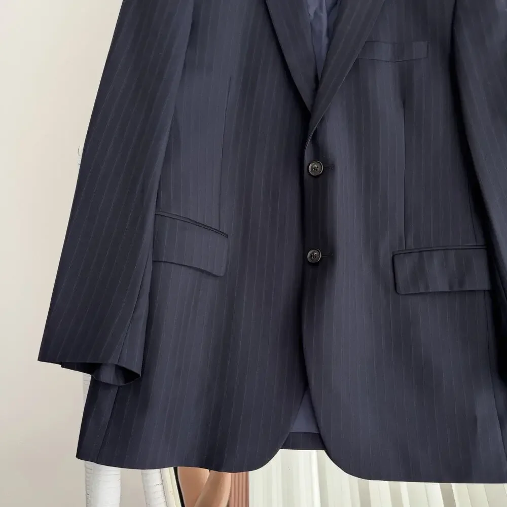 Brooks Brothers Jacket 40R Navy Wool 1818 Madison Chalk Stripe Blazer Italy Made